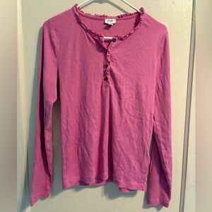 J. Crew: Ribbed Henley with Lettuce-Edge Neckline